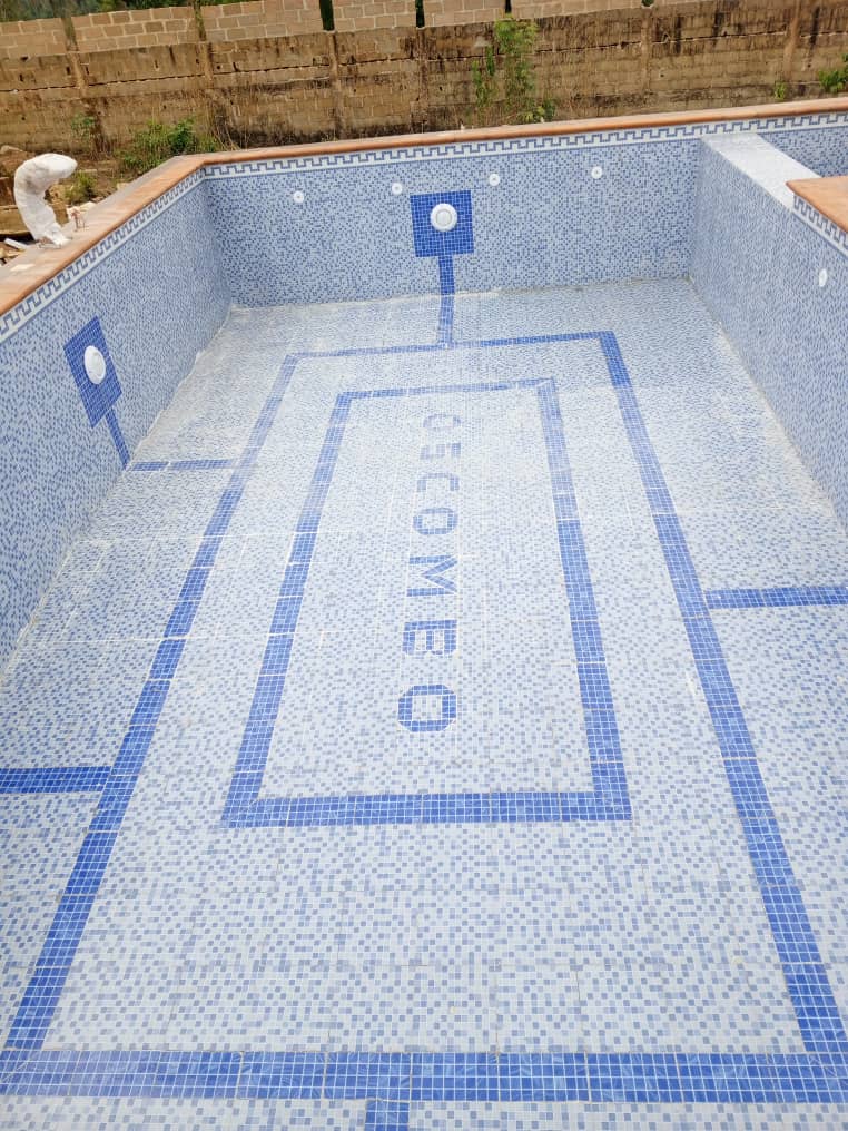 Pool interior after tiling