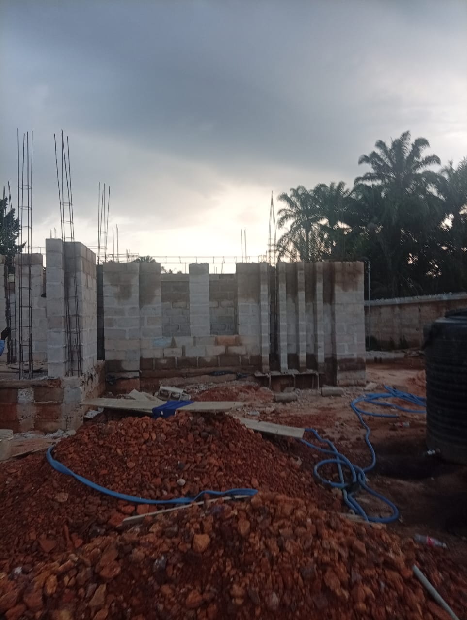 5-bedroom duplex under construction, blockwork and pillars